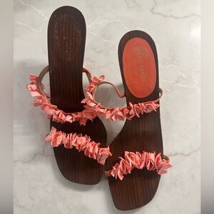 Kate Spade Coral Ruffle Sandals heels 8.5